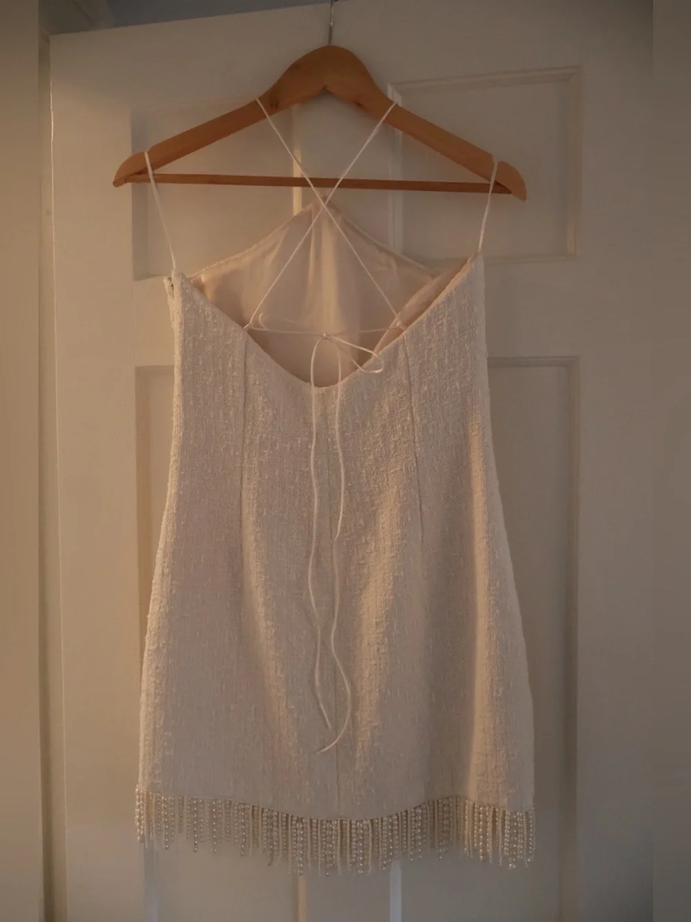 Mango Ivory Beaded Fringe Halter Neck Dress - Picture 3 of 7